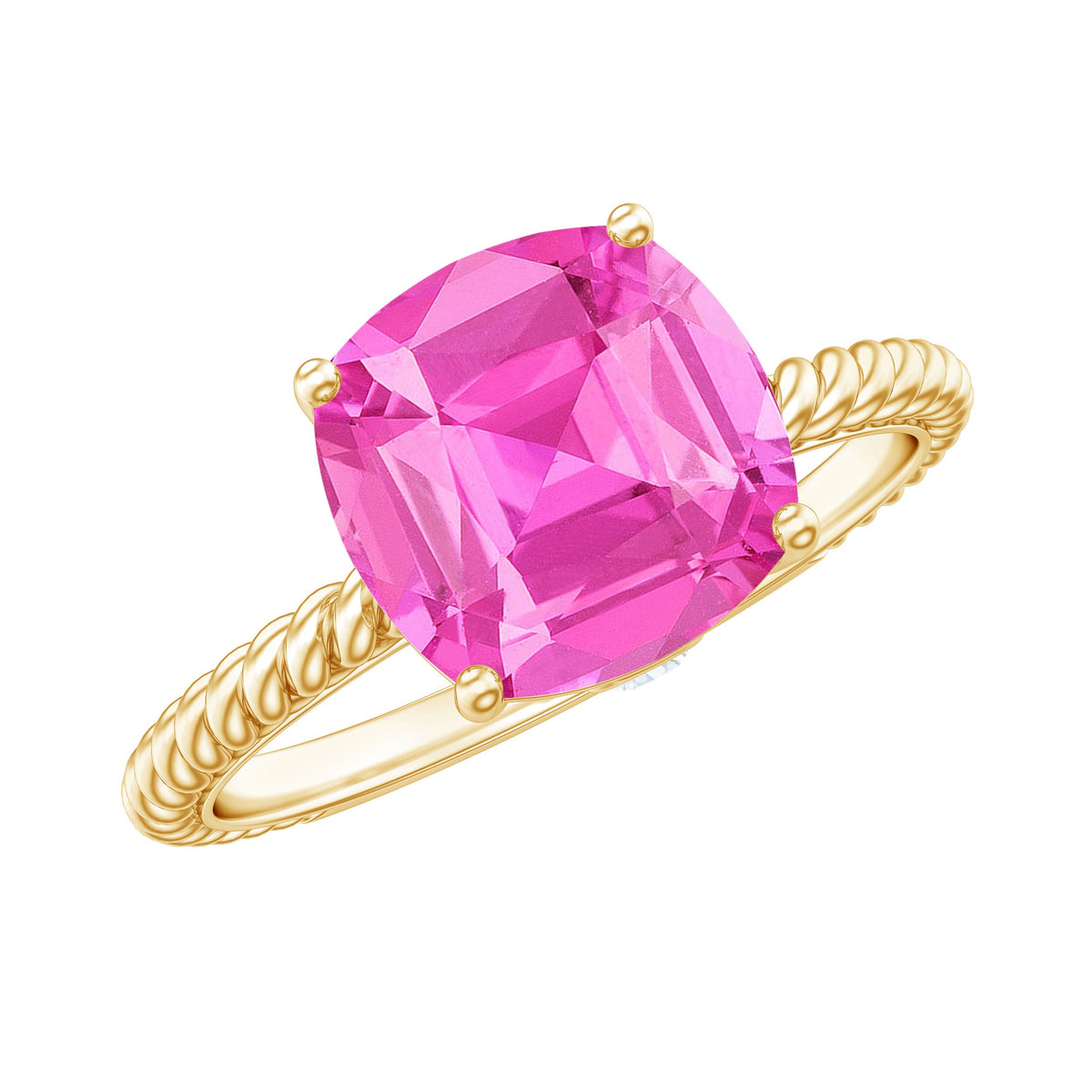 Created Pink Sapphire Solitaire Engagement Ring