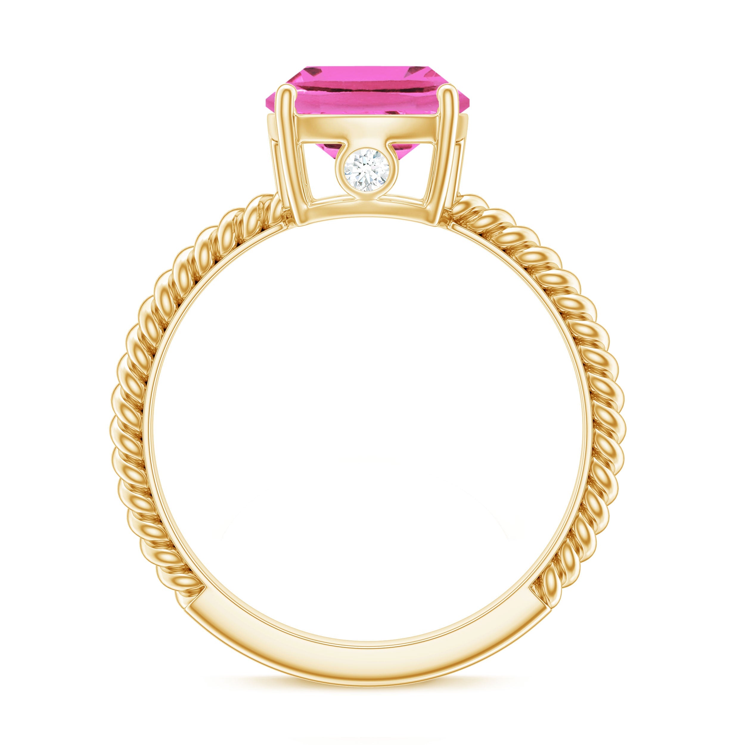 Created Pink Sapphire Solitaire Engagement Ring