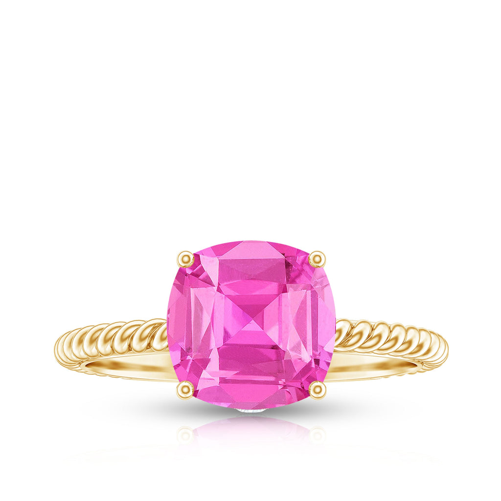 Created Pink Sapphire Solitaire Engagement Ring