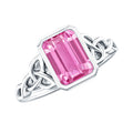 2.7 carat Emerald Cut Lab Created Pink Sapphire Celtic Engagement Ring