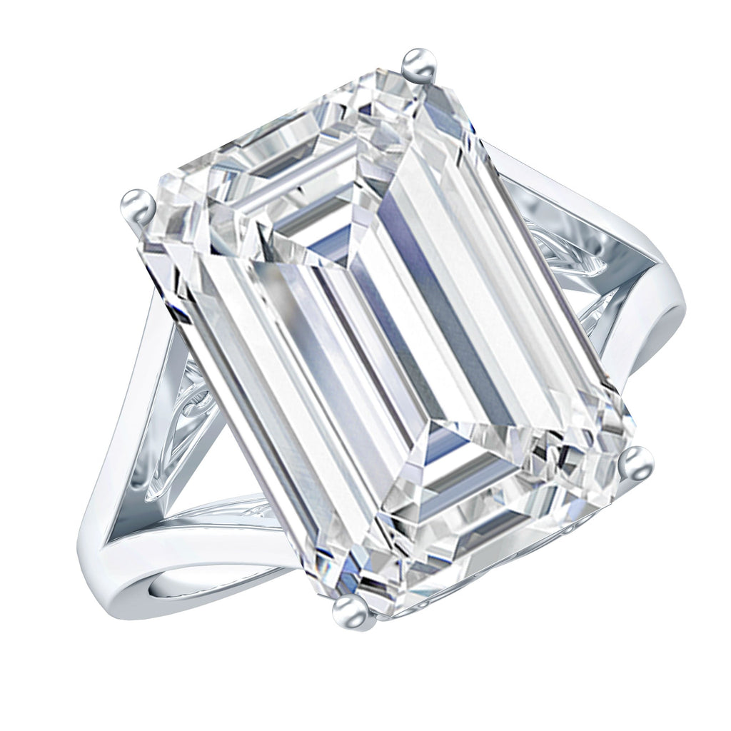 Certified 4.5 Carat Emerald Cut Moissanite Engagement Ring for Women