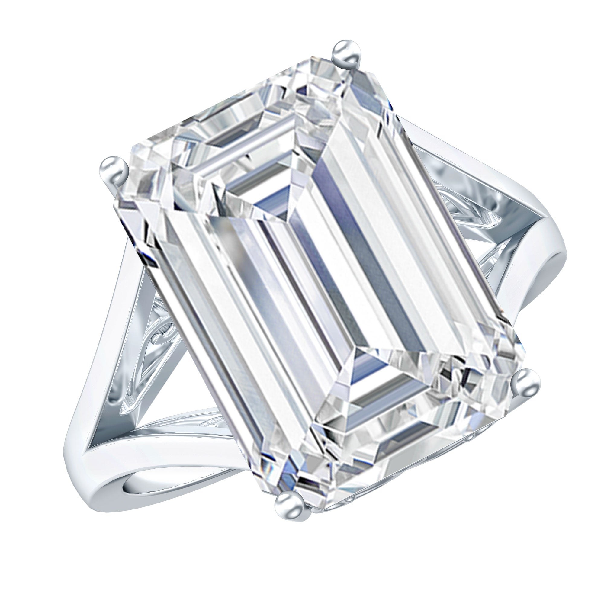 Certified 4.5 Carat Emerald Cut Moissanite Engagement Ring for Women