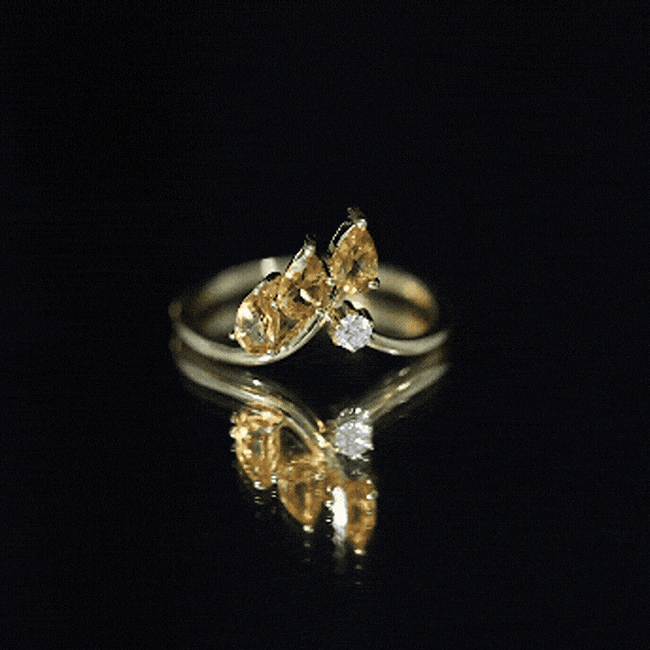 Pear Shaped Citrine Ring – Engagement Ring Guard | Yellow Gold Wedding Enhancer