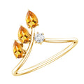 Pear Shaped Citrine Ring – Engagement Ring Guard | Yellow Gold Wedding Enhancer