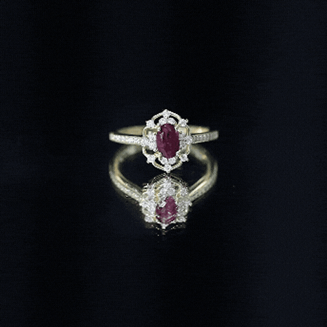 Vintage Engagement Ring – Oval Rhodolite Garnet with Sparkling Diamond Accents