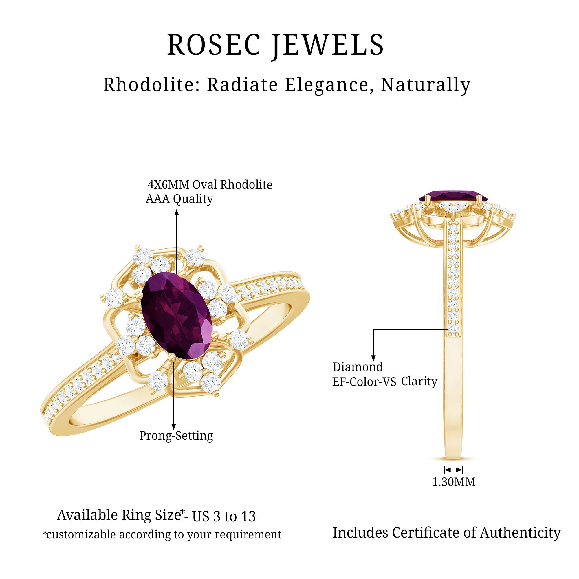 Vintage Engagement Ring – Oval Rhodolite Garnet with Sparkling Diamond Accents