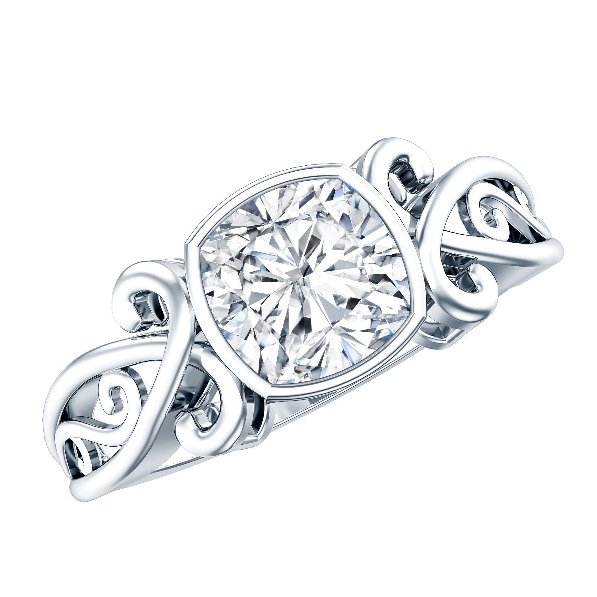 1.7 Carat Lab Grown Diamond Cushion Engagement Ring