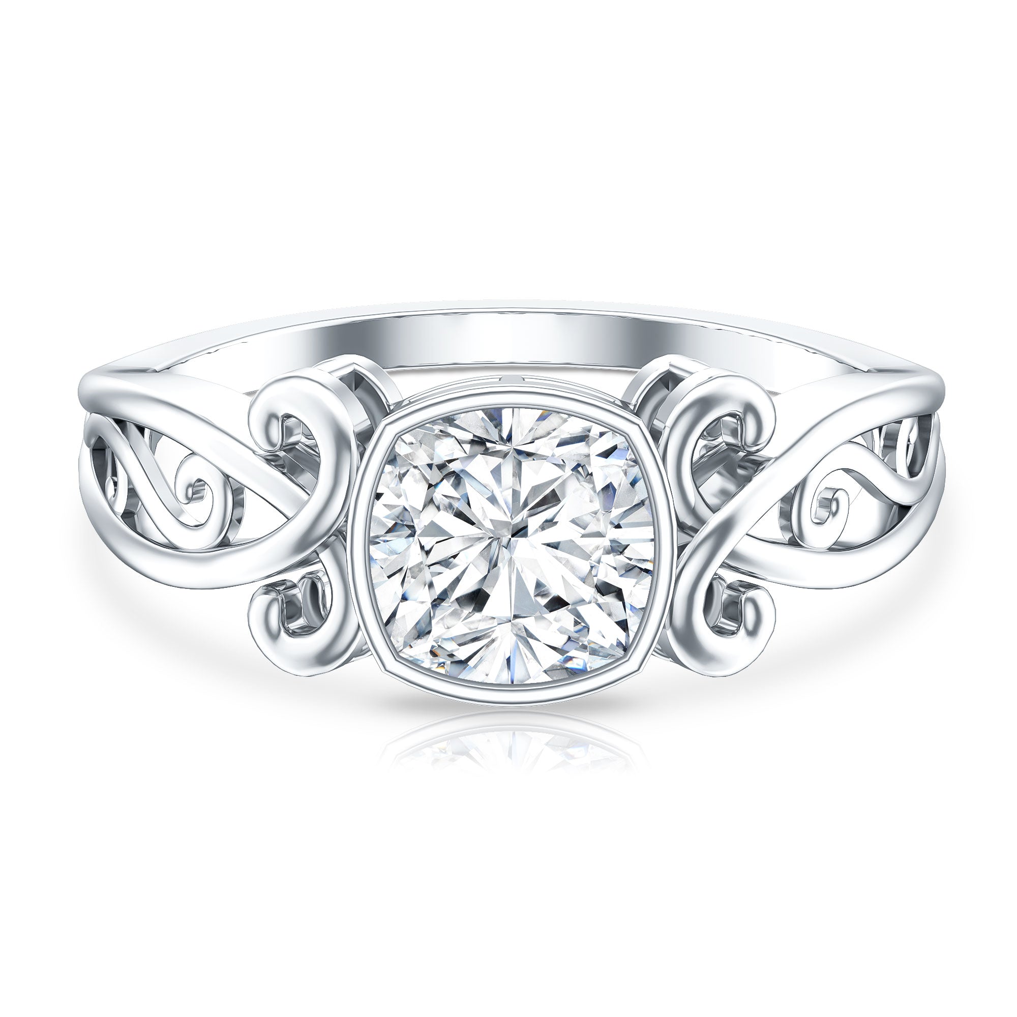 1.7 Carat Lab Grown Diamond Cushion Engagement Ring