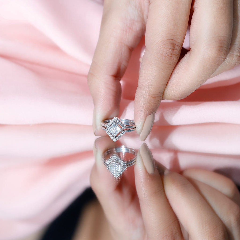 Princess Cut Lab Grown Diamond Bridal Ring Set