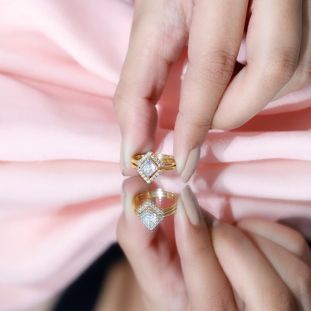 Princess Cut Lab Grown Diamond Bridal Ring Set