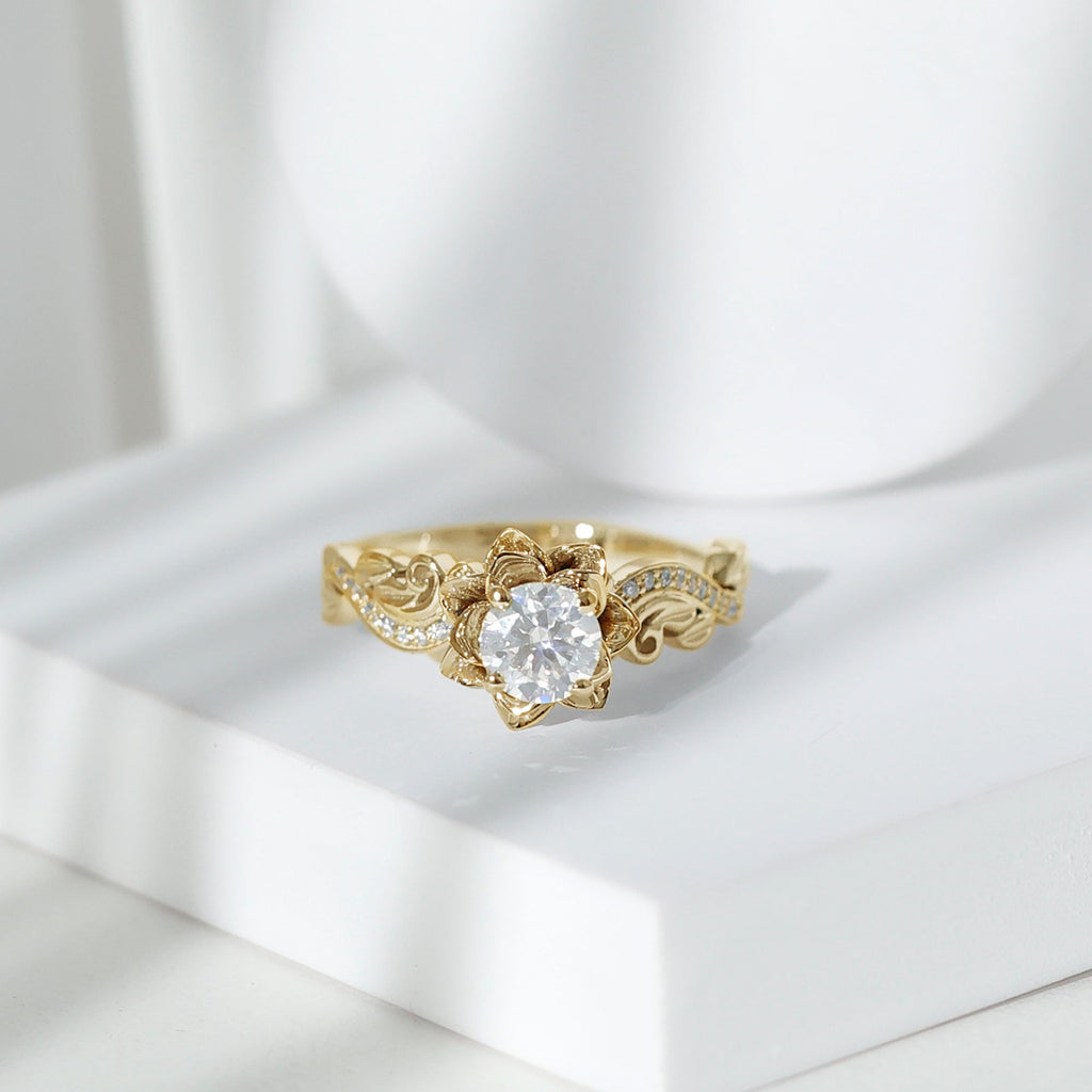 Lab Grown Diamond Flower Engagement Ring for Her