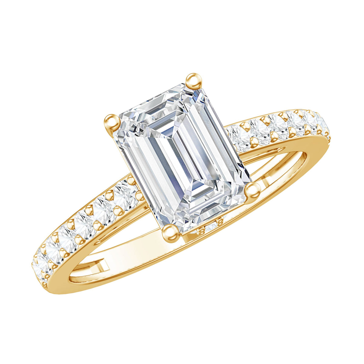 Emerald Cut Engagement Ring – Lab Grown Diamond Hidden Halo Ring, Classic Style