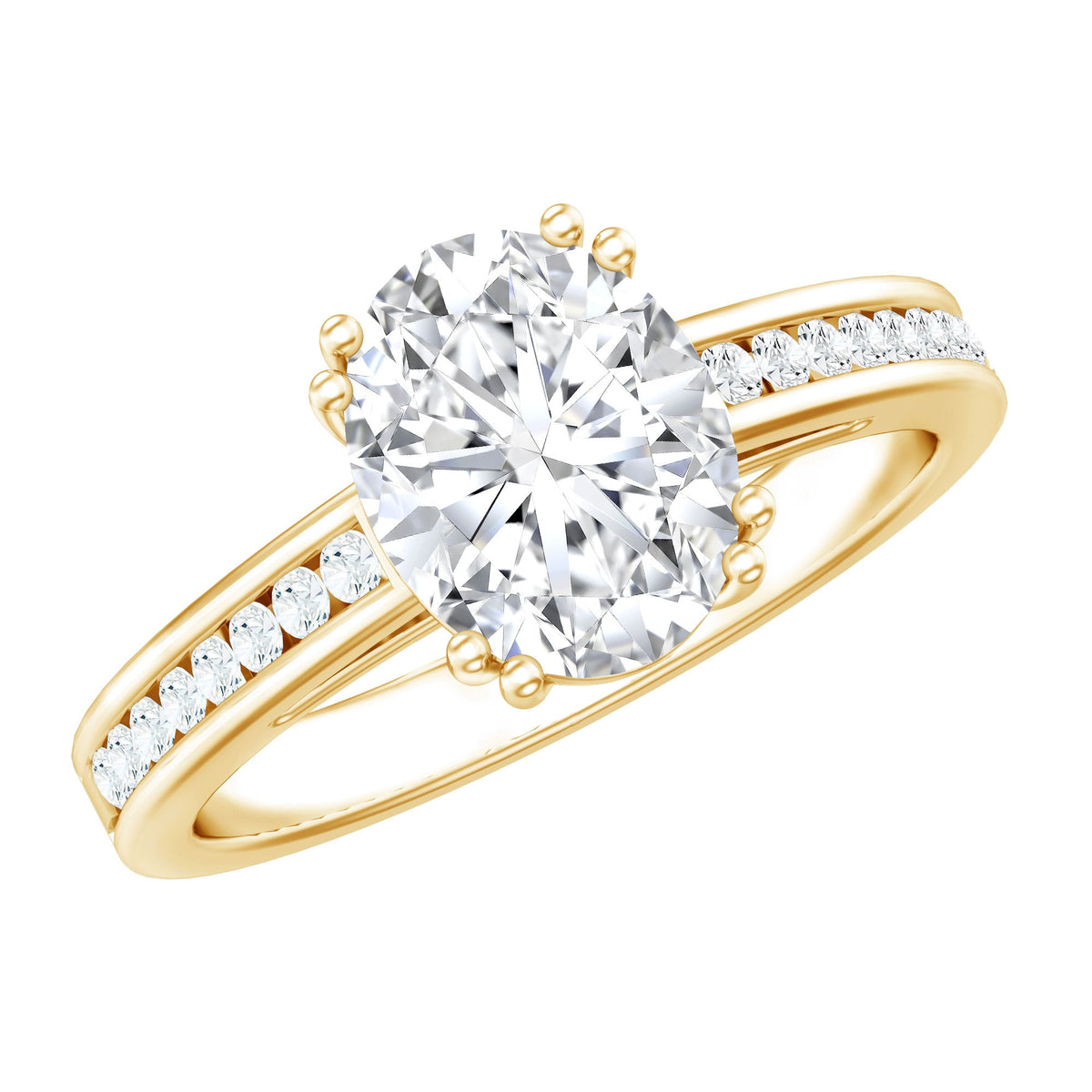 Lab Grown Diamond Ring – Timeless 2 Carat Oval Cut Engagement Ring With Side Stones