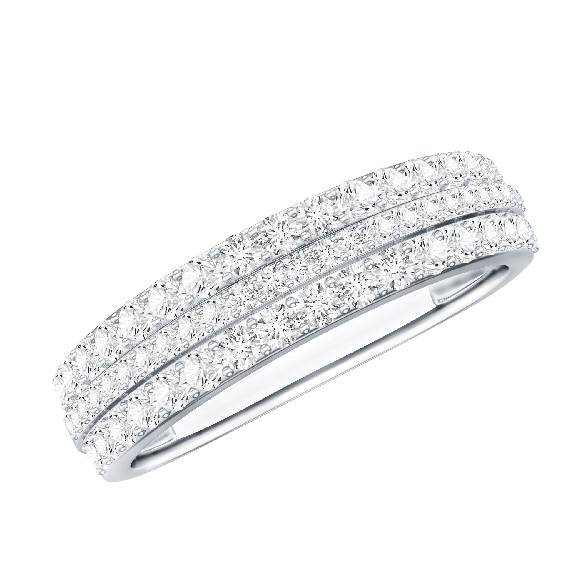 Certified Lab Grown Diamond 3 Row Wedding Band