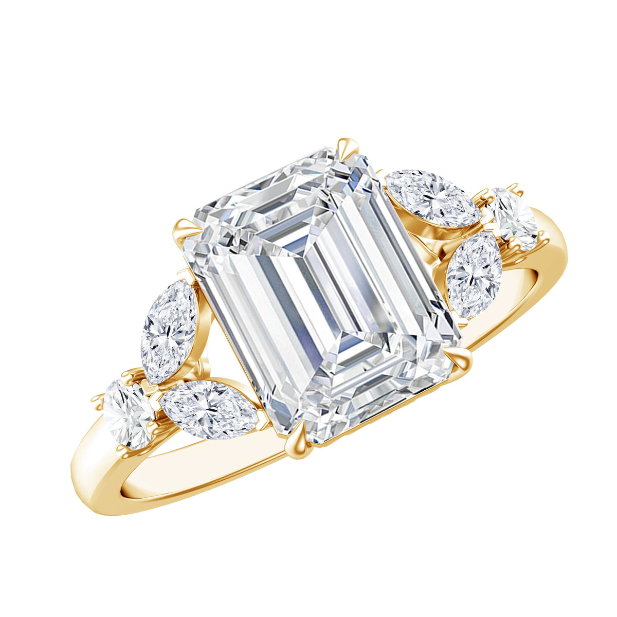 Diamond Engagement Ring - Emerald Cut Diamond with Split Shank Ring Design