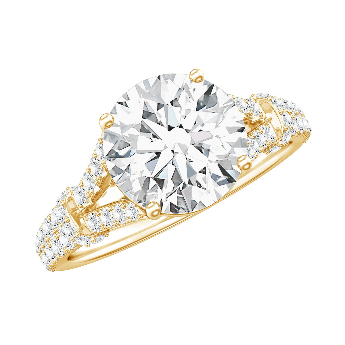 Diamond Engagement Ring – 2 Carat Round Brilliant Cut Split Shank Ring in White Gold