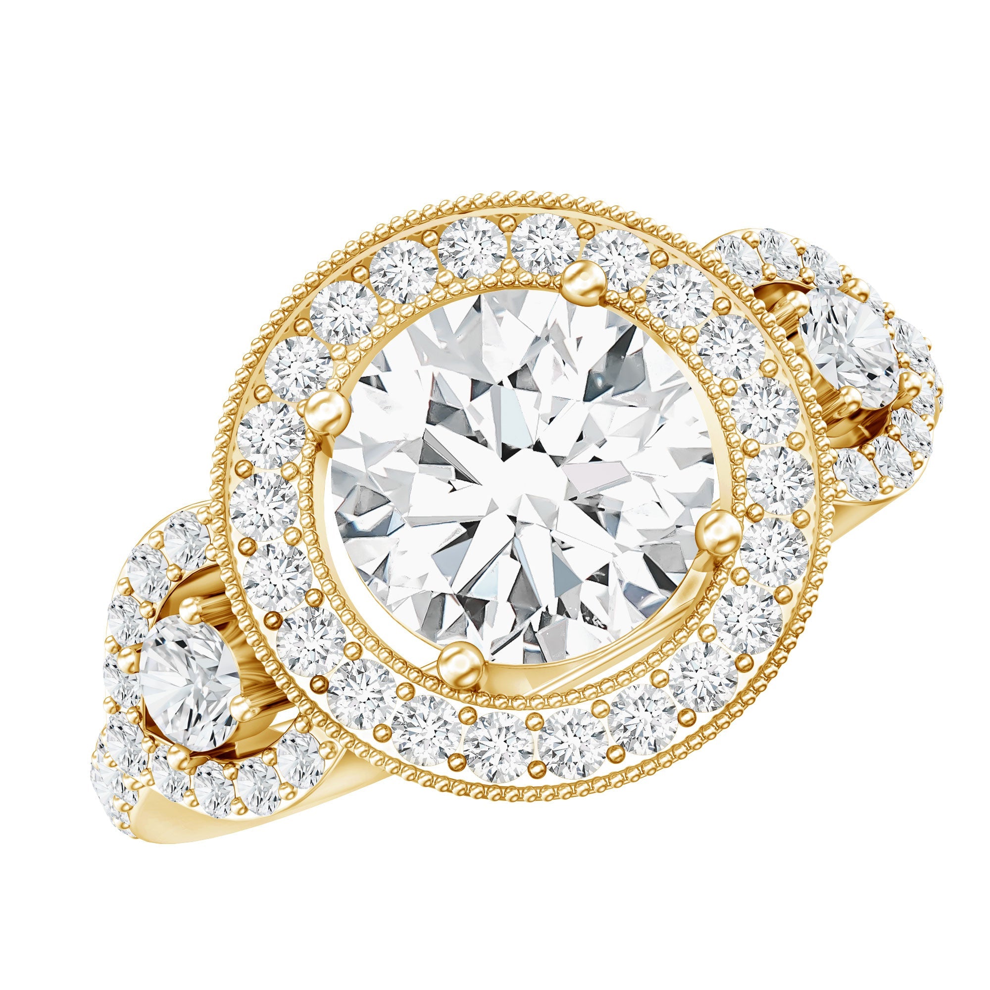 Lab Grown Diamond Ring – Vintage Engagement Ring With 2 Carat Round Cut Diamond