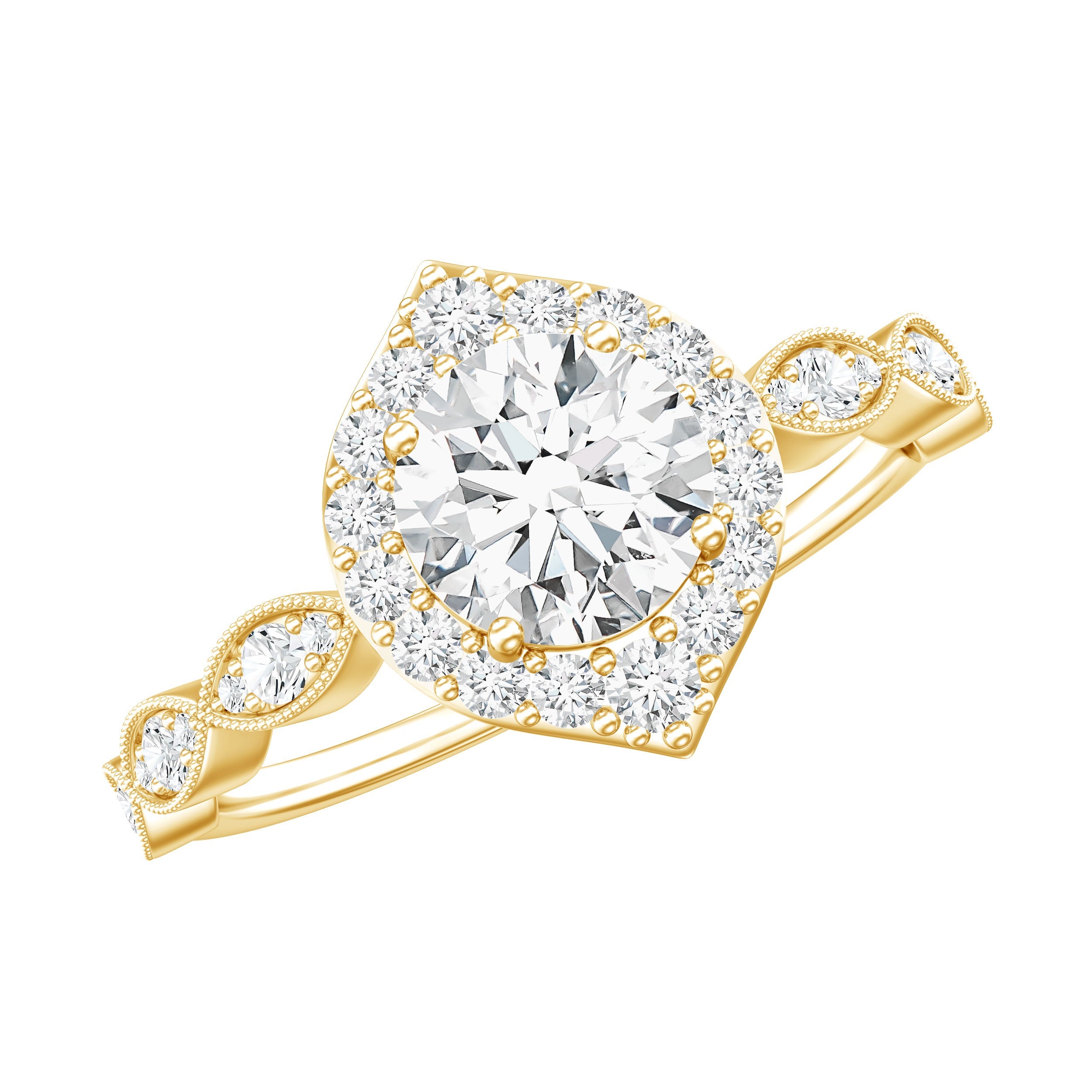 Lab Grown Diamond Ring – Vintage Solitaire Ring with Brilliant Cut Diamond & Rose Gold Band