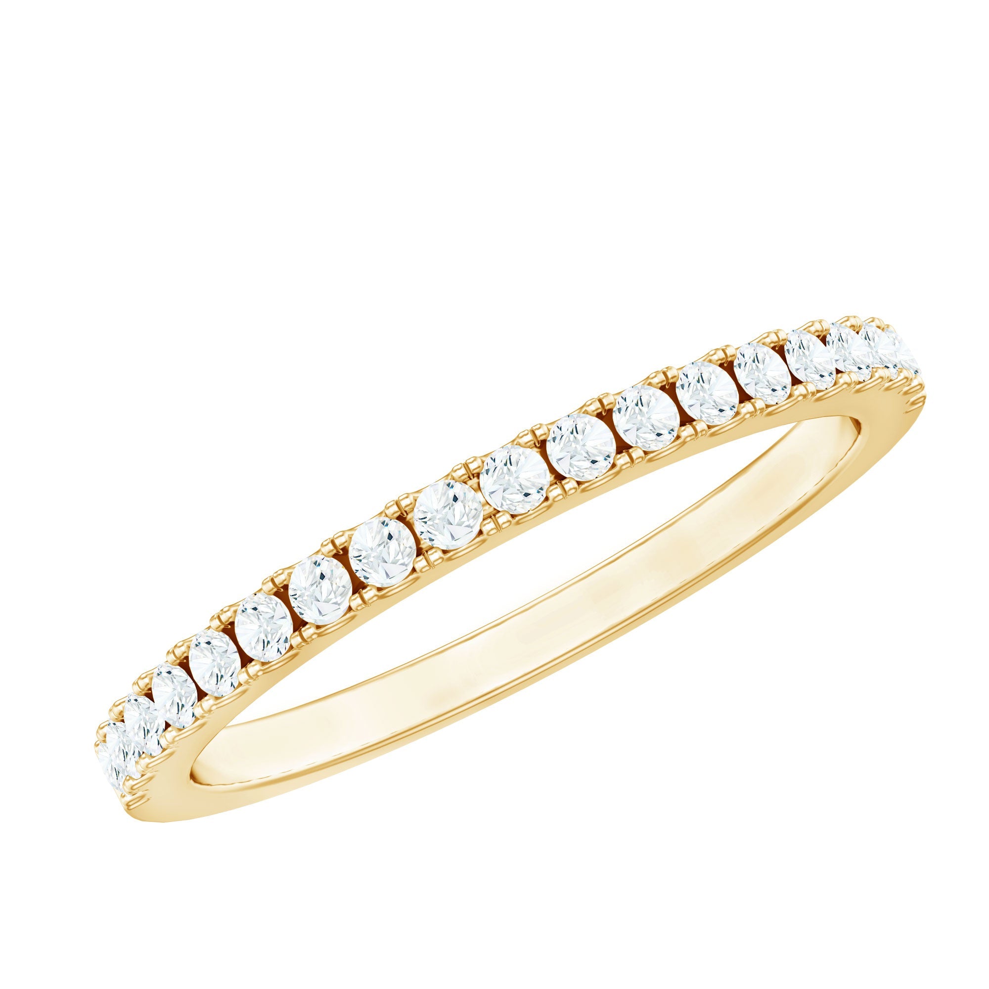 Lab Created Diamond Ring - Rose Gold Eternity Band with Pave Setting