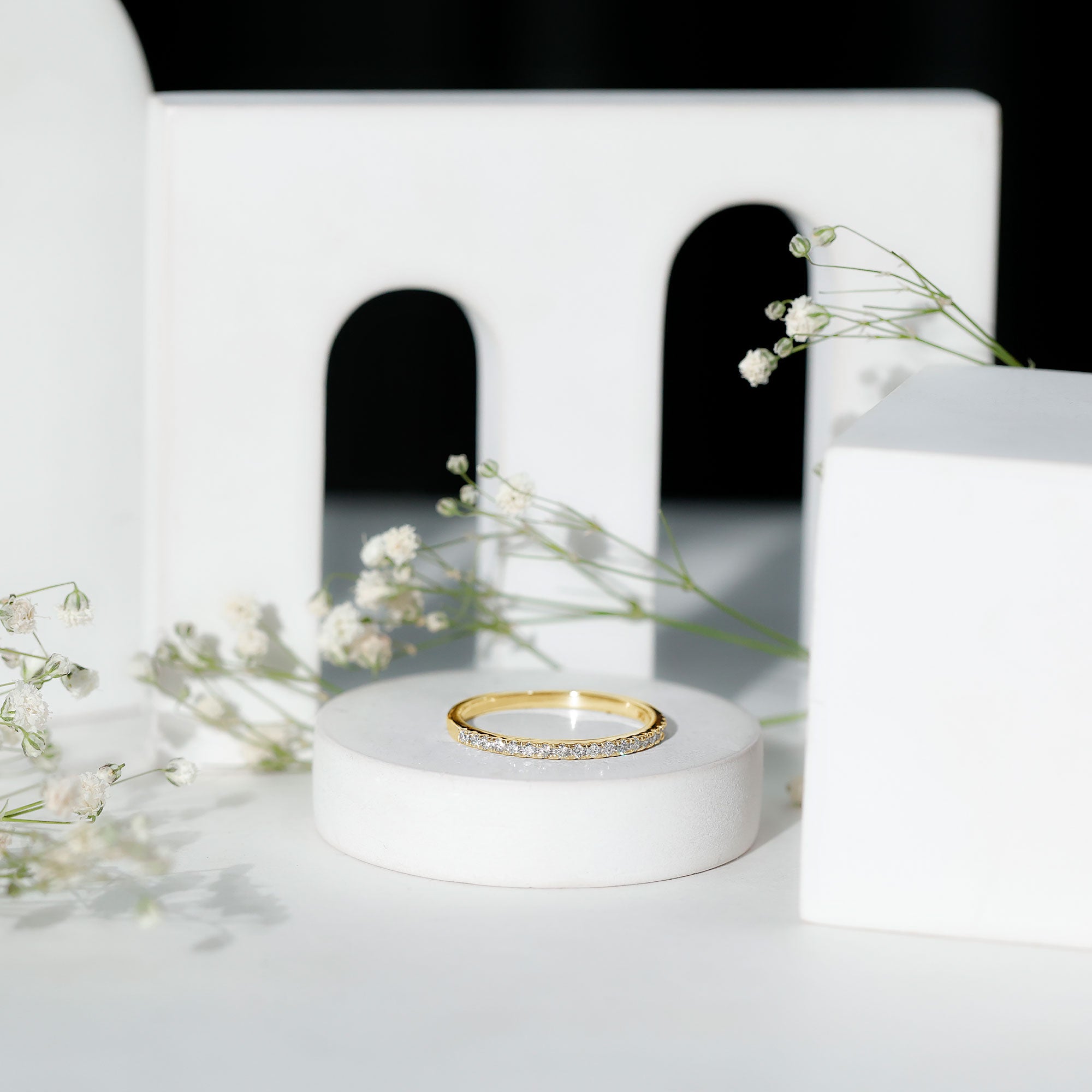 Lab Created Diamond Simple Eternity Ring in Pave Setting