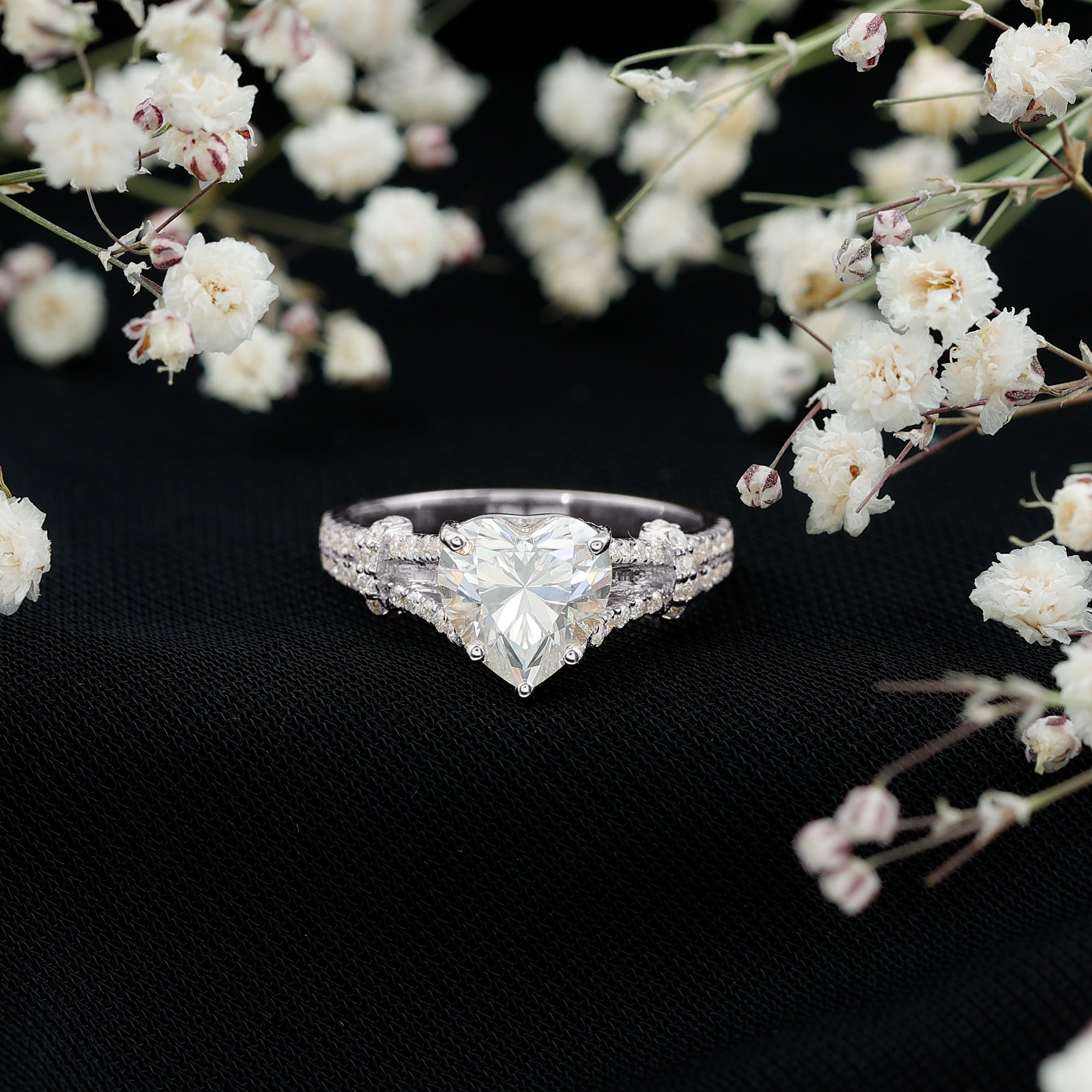 2 Carat Lab Grown Diamond Heart Shape Engagement Ring