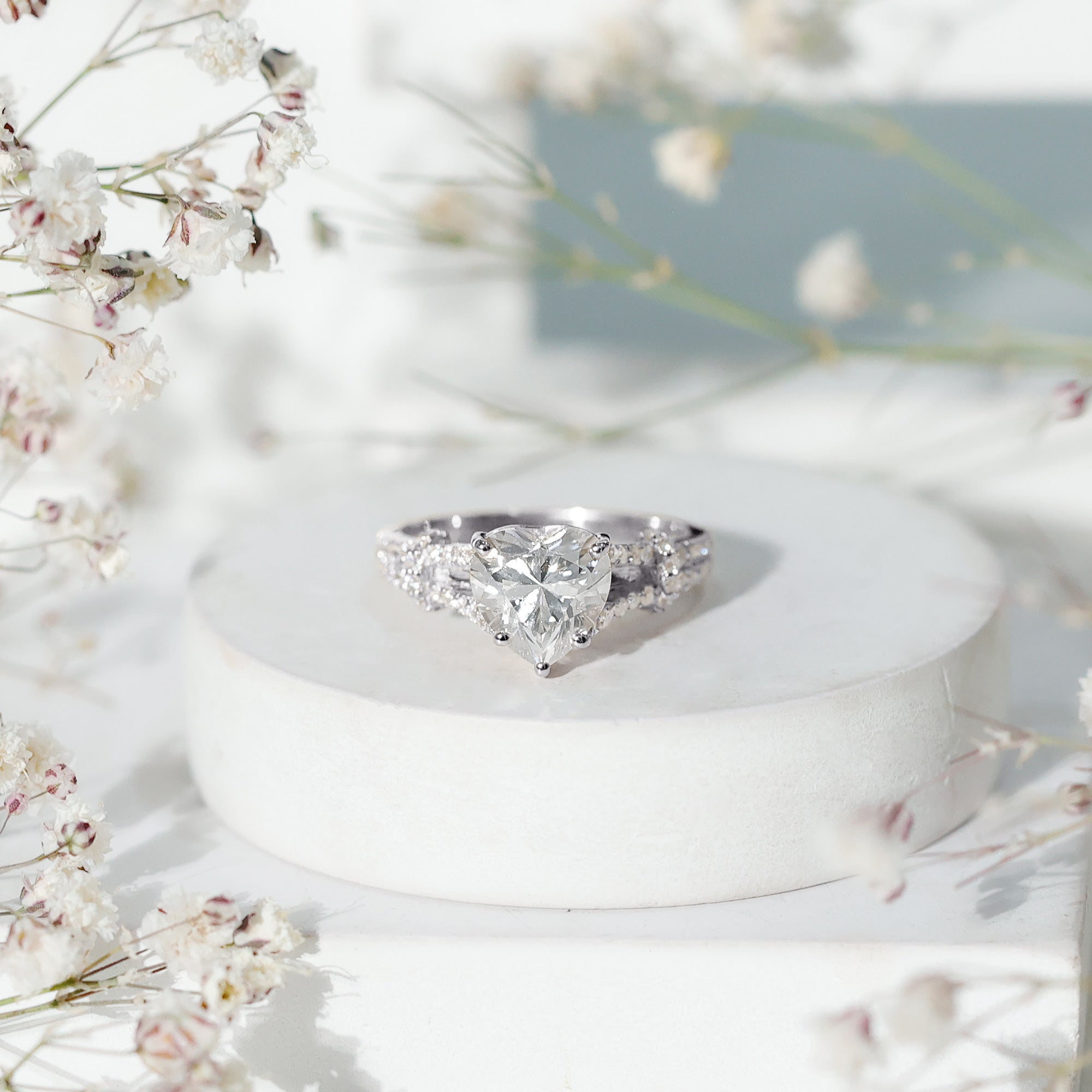 2 Carat Lab Grown Diamond Heart Shape Engagement Ring