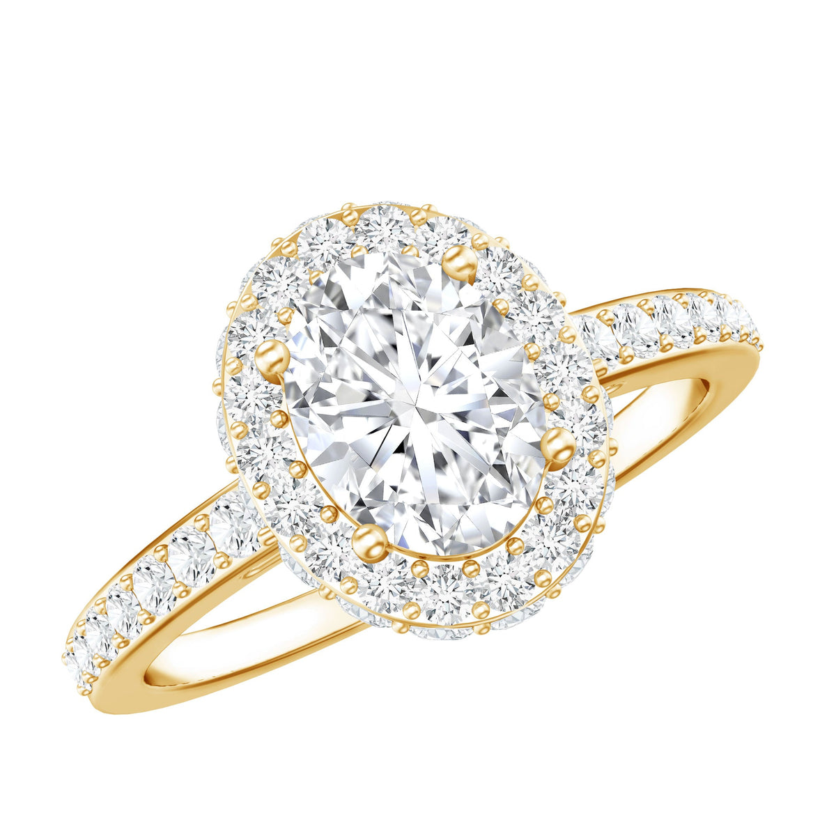 Lab Grown Diamond Ring - Certified 1.2 Carat Oval Engagement Ring with Hidden Halo Design