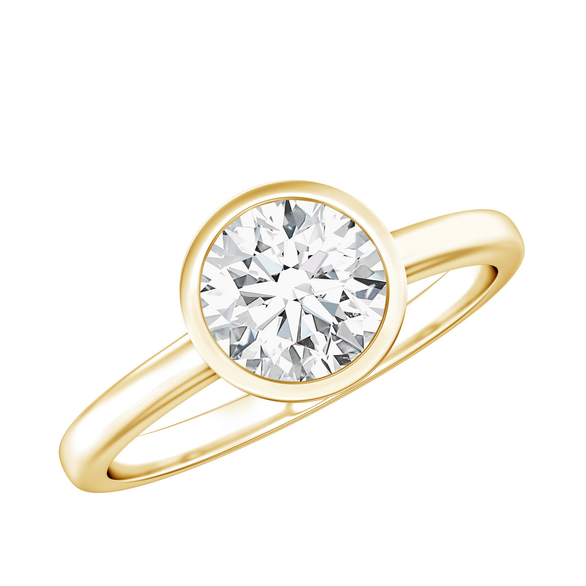 Brilliant Cut Bezel Set Lab Grown Diamond Simple Solitaire Ring