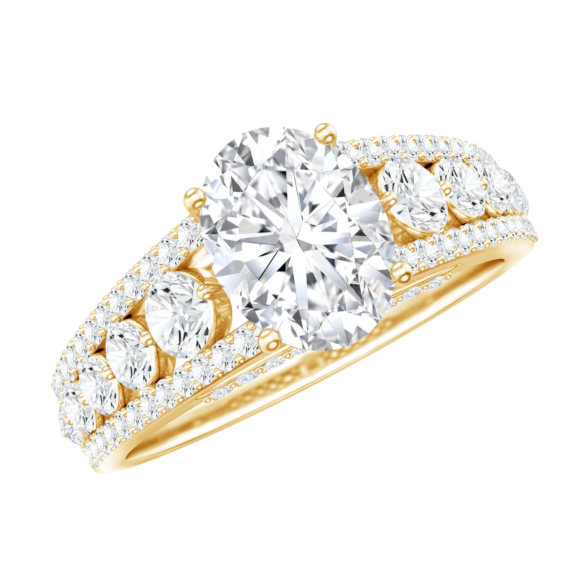 Lab Diamond Statement Engagement Ring With Side Stones
