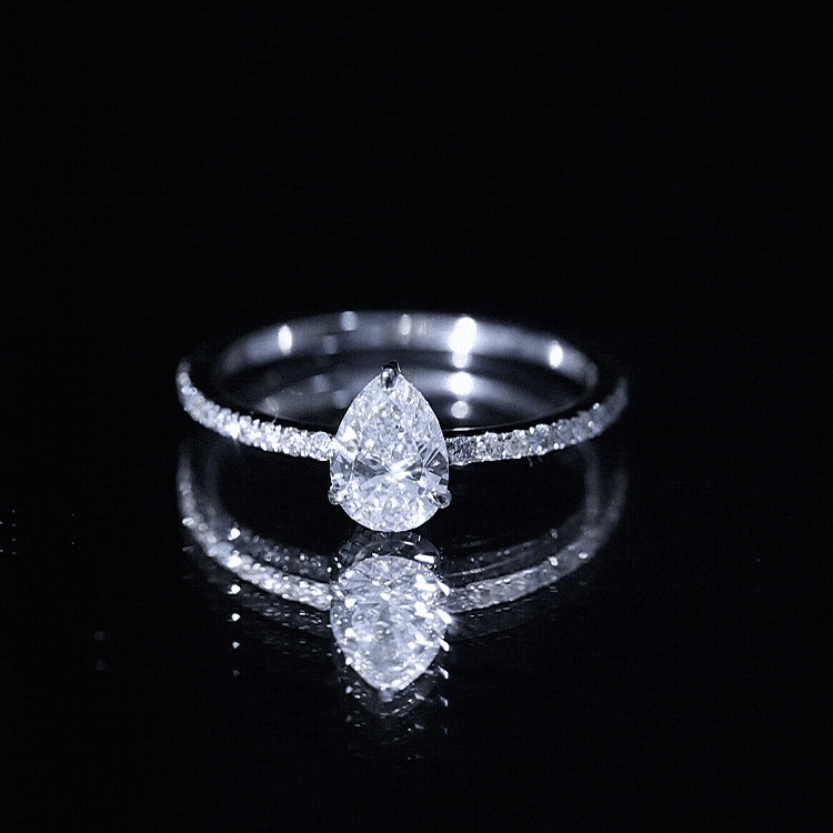 0.6 Carat Pear Cut Man Made Diamond Engagement Ring