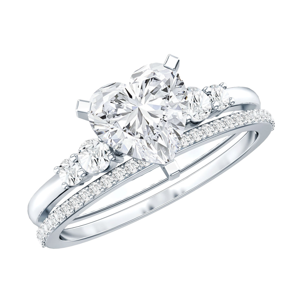 1.2 Carat Certified Lab Grown Diamond Heart Bridal Ring Set