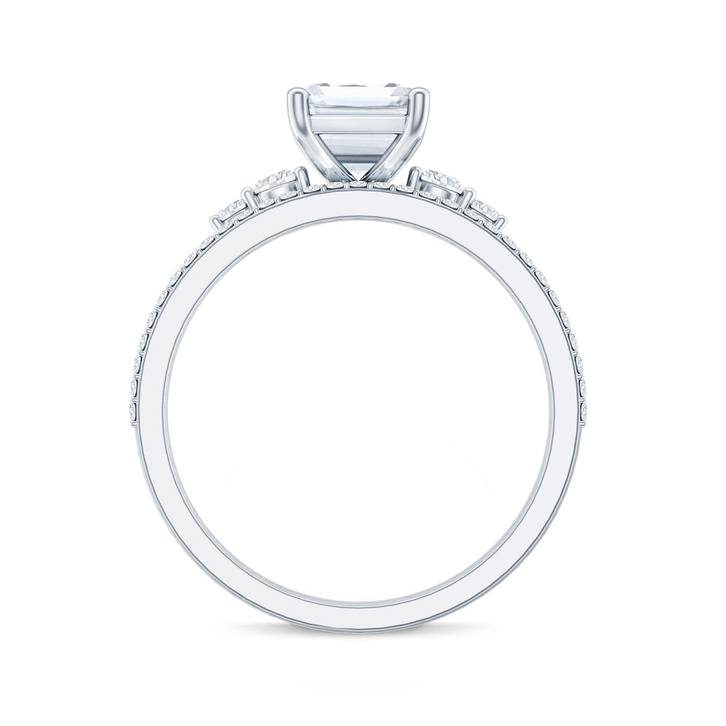 Certified Lab Grown Diamond 1.8 Carat Emerald Cut Engagement Ring with Band