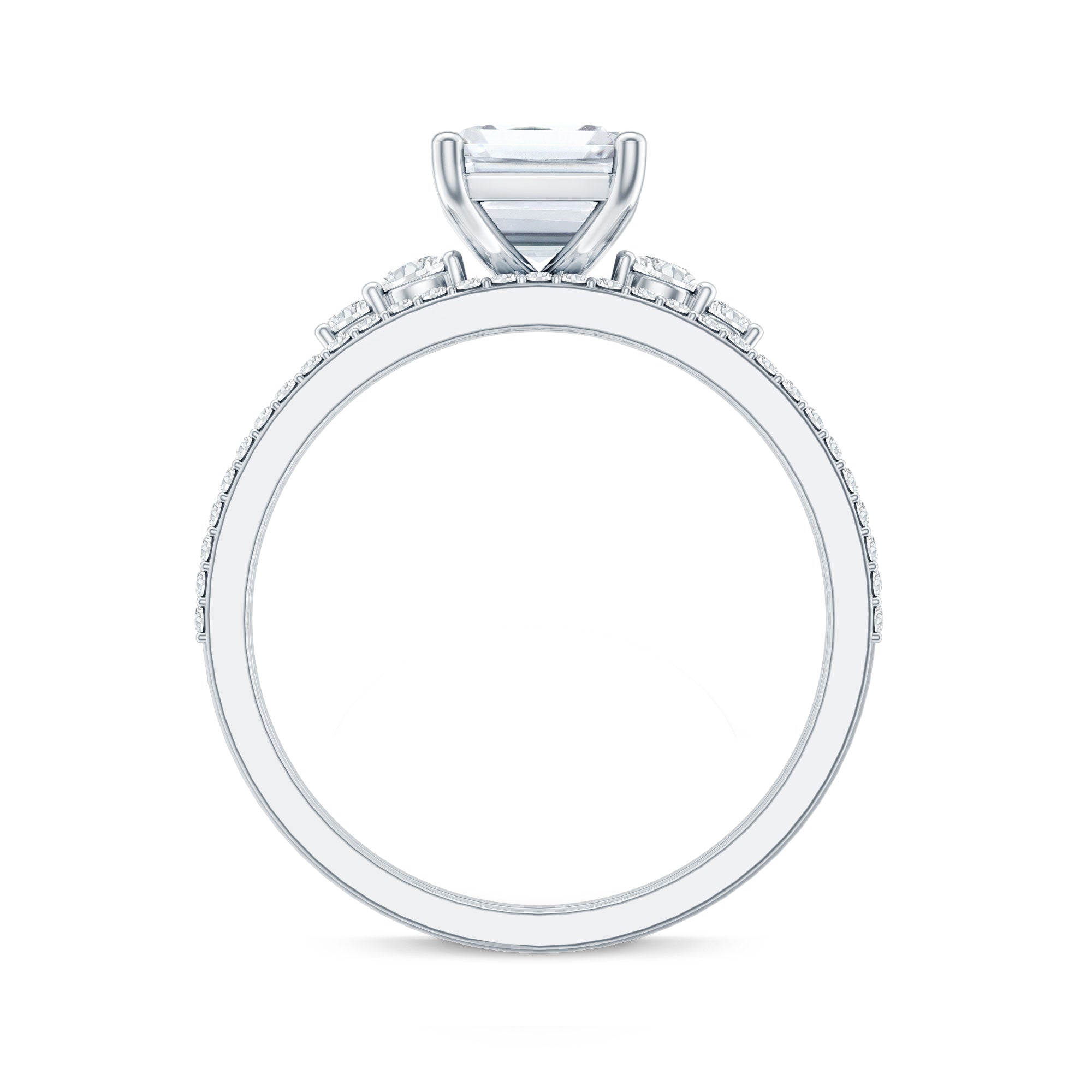 Certified Lab Grown Diamond 1.8 Carat Emerald Cut Engagement Ring with Band