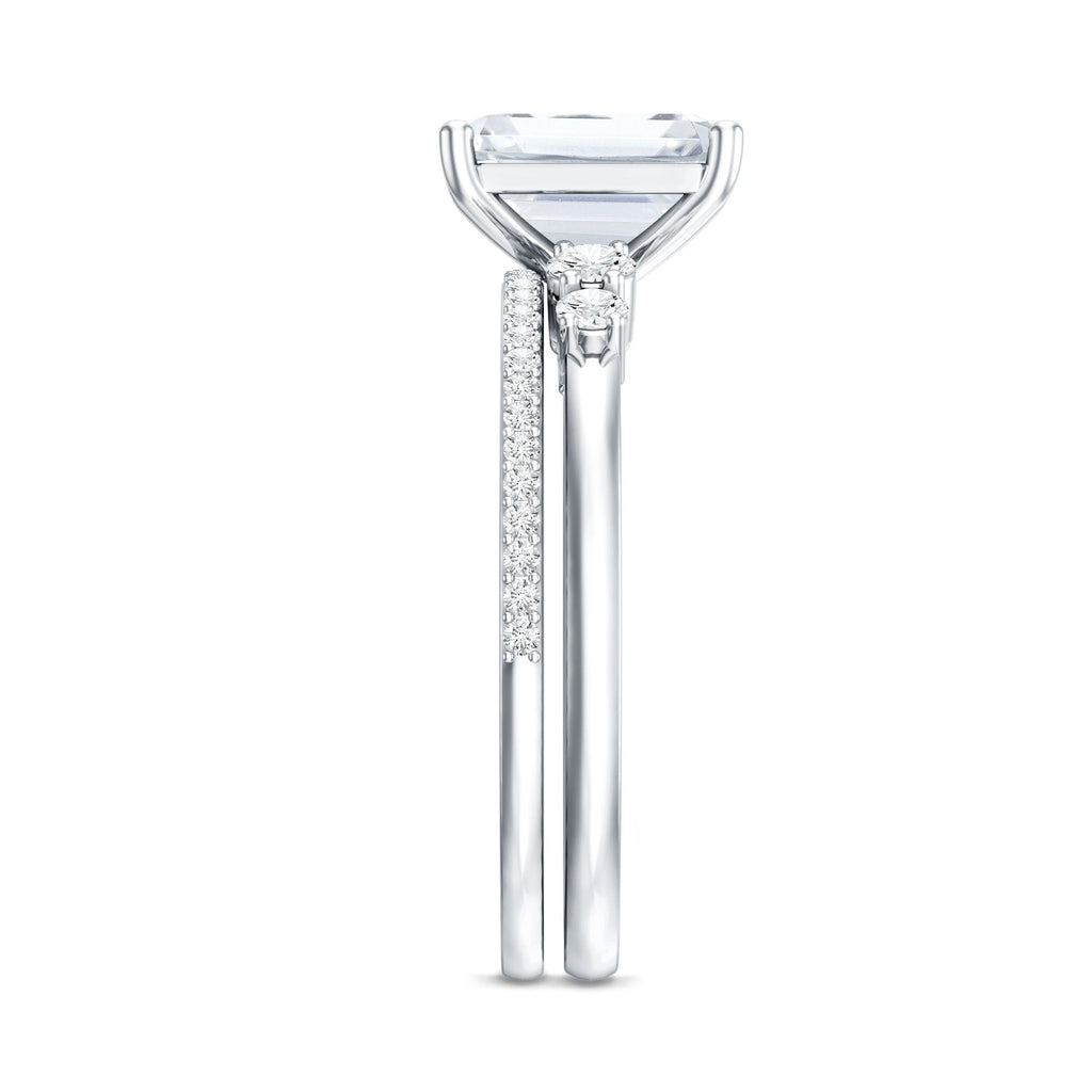Certified Lab Grown Diamond 1.8 Carat Emerald Cut Engagement Ring with Band