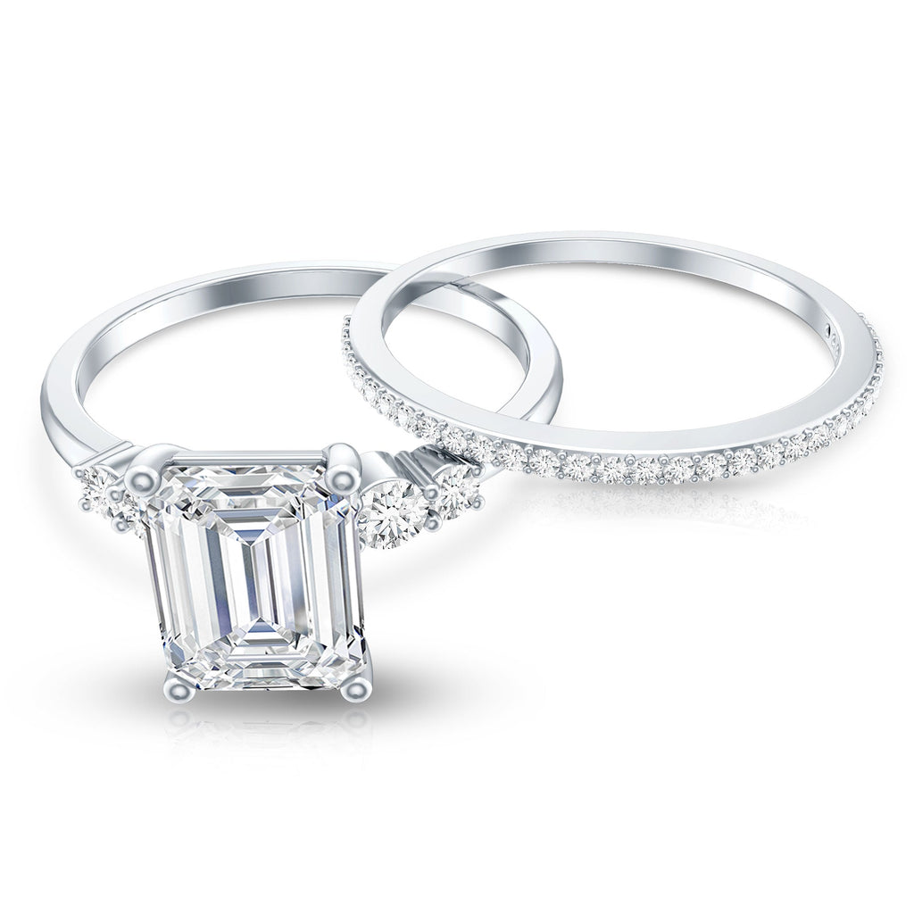Certified Lab Grown Diamond 1.8 Carat Emerald Cut Engagement Ring with Band