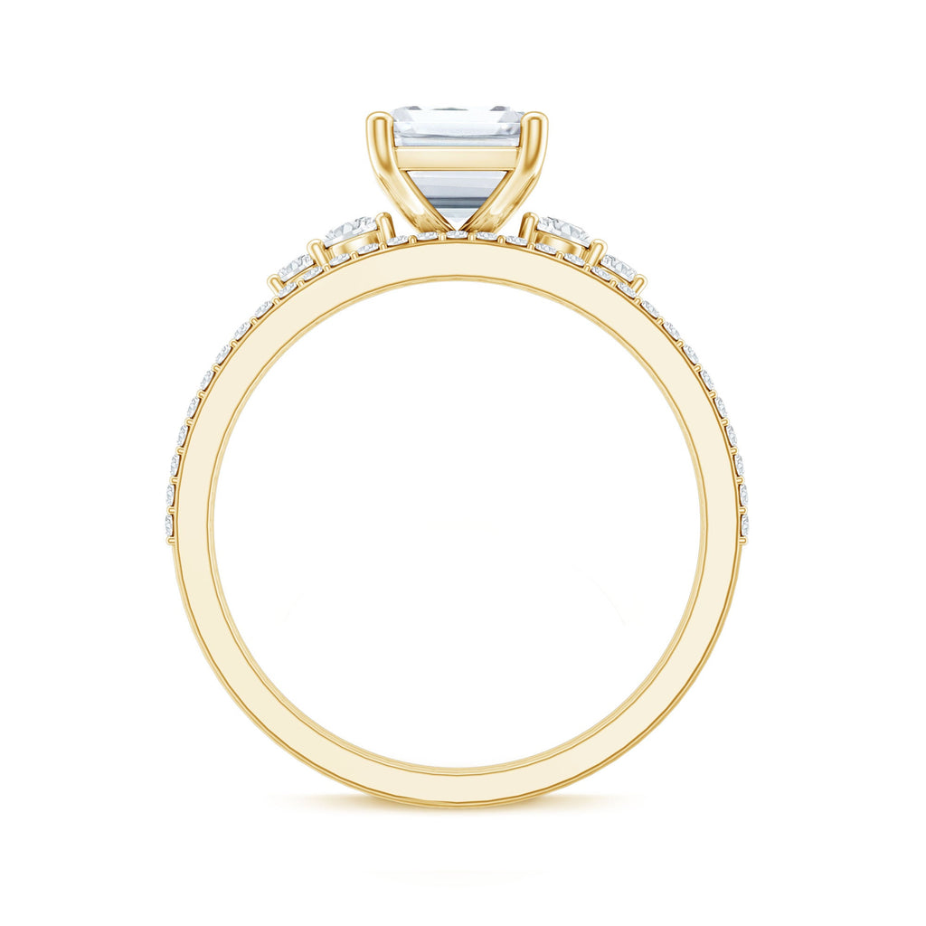 Certified Lab Grown Diamond 1.8 Carat Emerald Cut Engagement Ring with Band