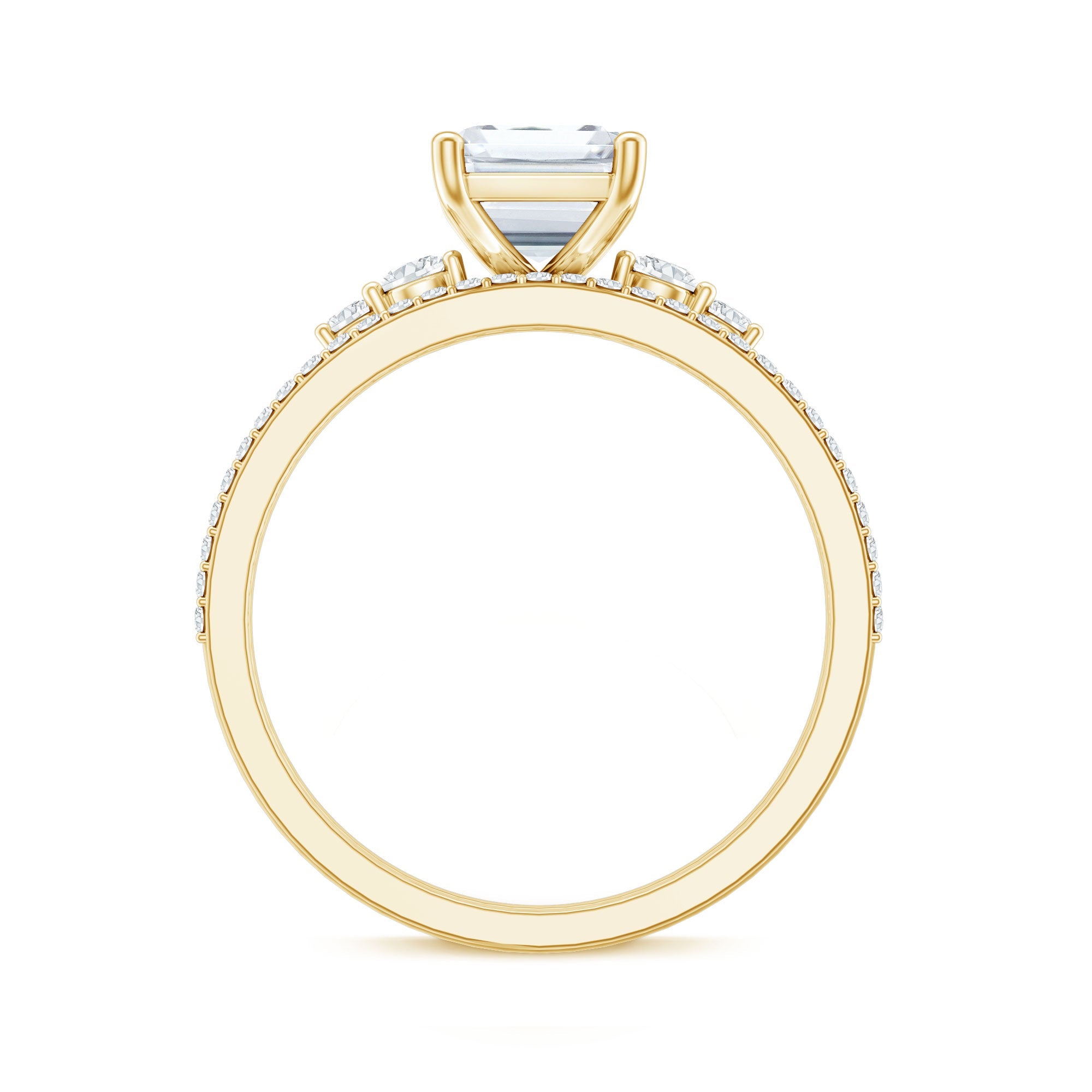Certified Lab Grown Diamond 1.8 Carat Emerald Cut Engagement Ring with Band