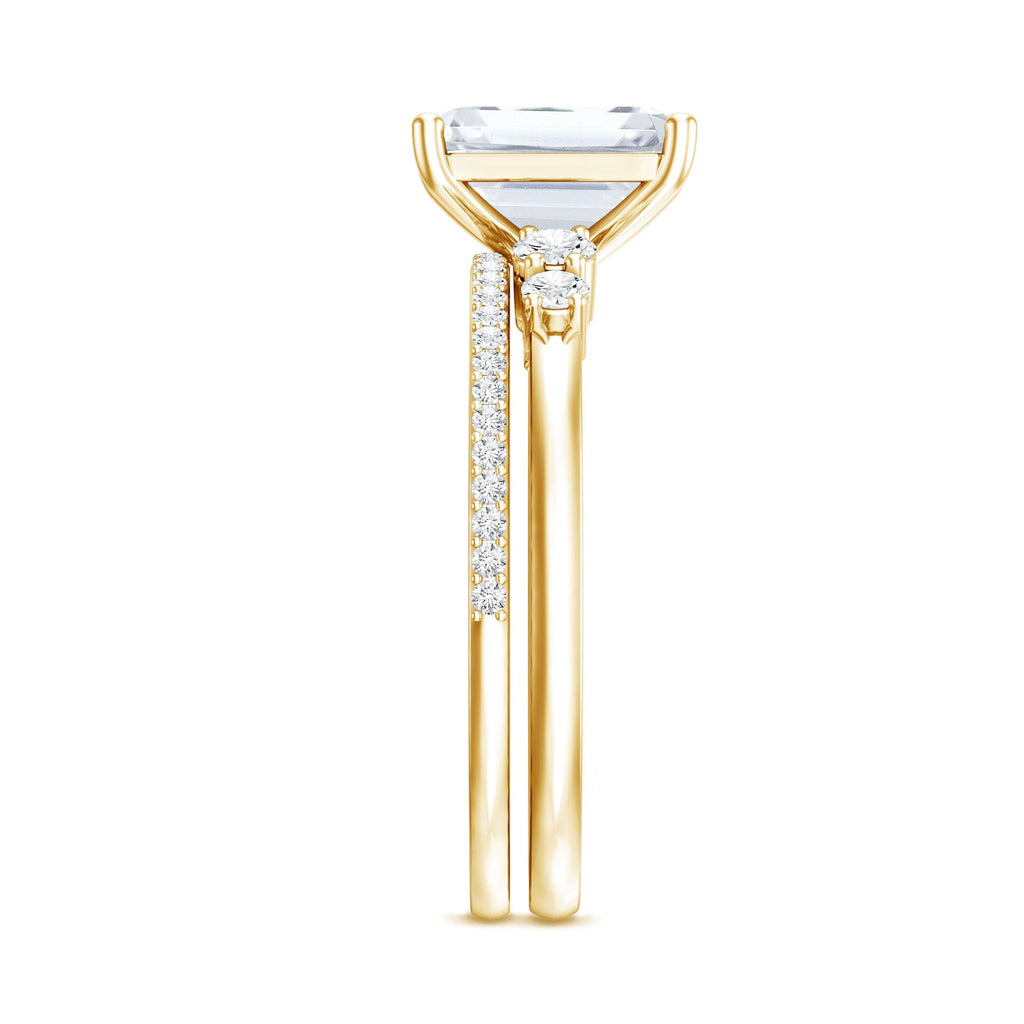 Certified Lab Grown Diamond 1.8 Carat Emerald Cut Engagement Ring with Band
