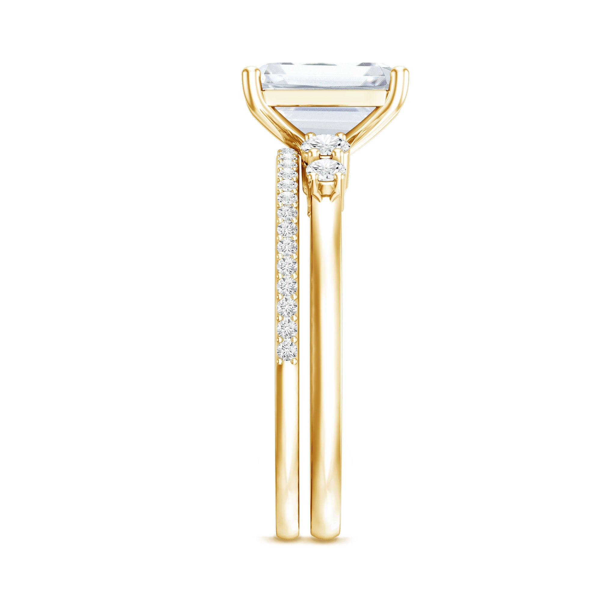 Certified Lab Grown Diamond 1.8 Carat Emerald Cut Engagement Ring with Band