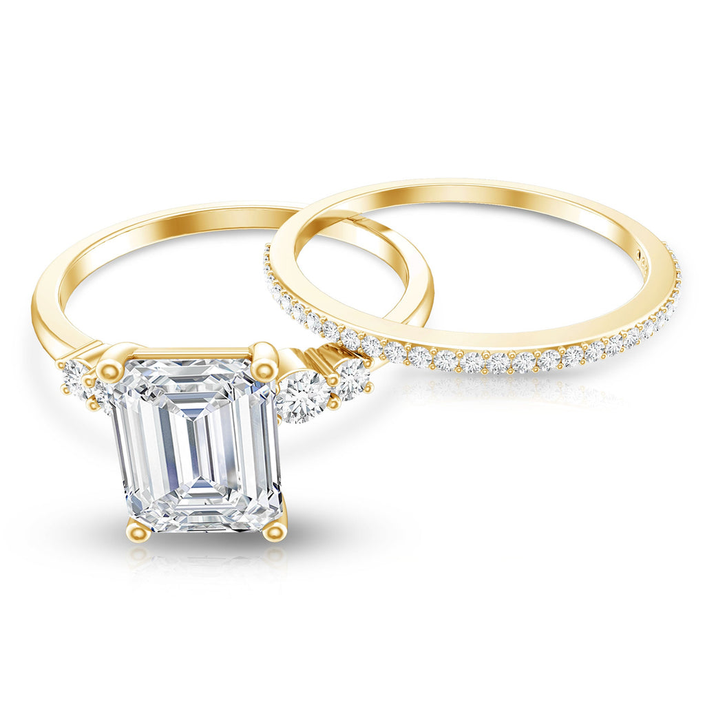 Certified Lab Grown Diamond 1.8 Carat Emerald Cut Engagement Ring with Band