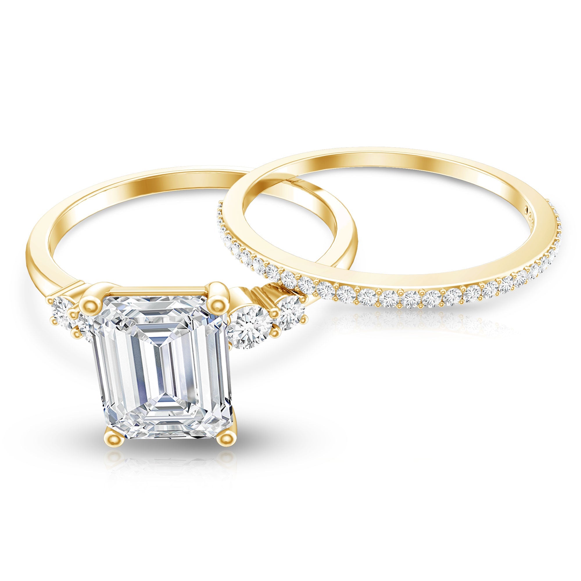 Certified Lab Grown Diamond 1.8 Carat Emerald Cut Engagement Ring with Band