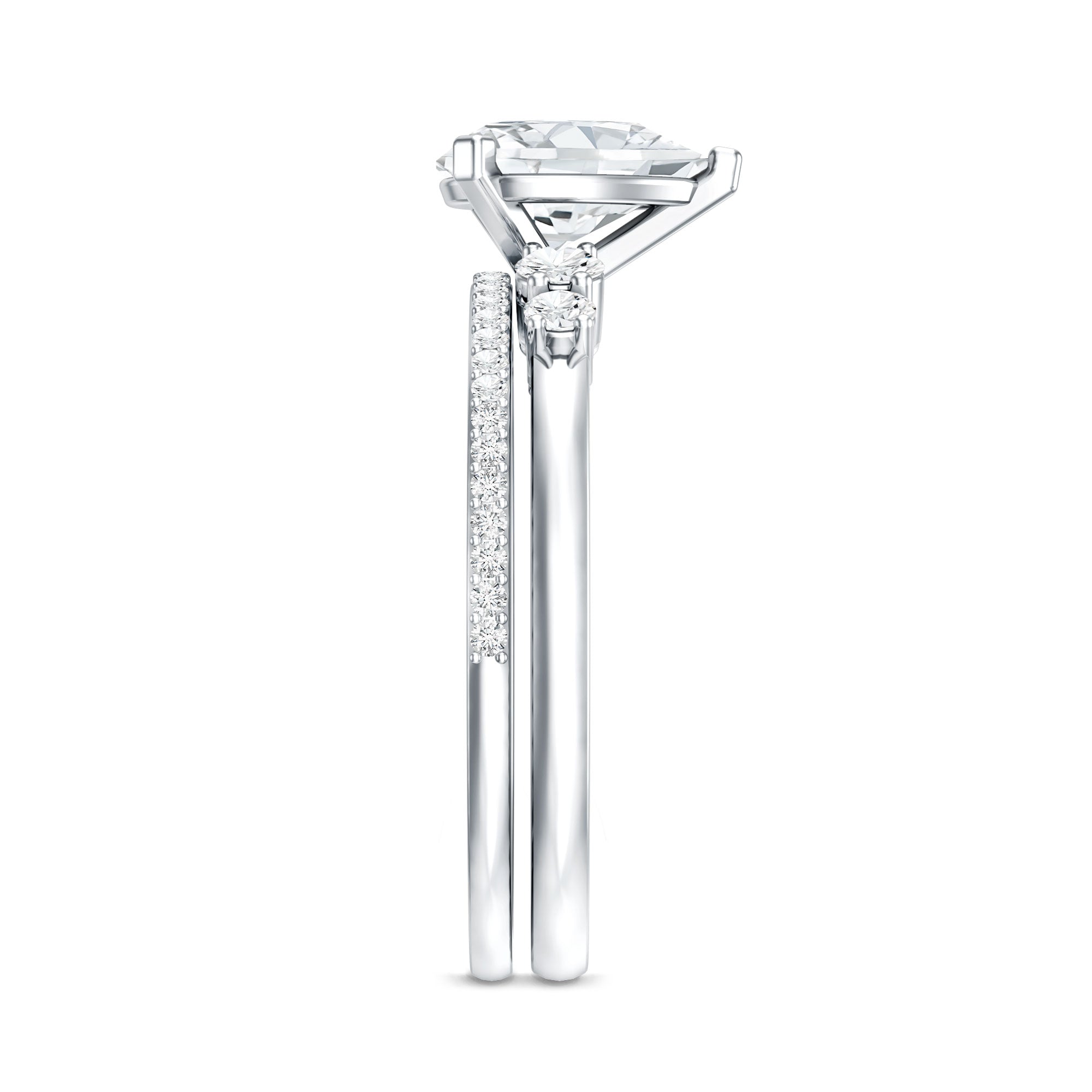 1.3 Carat Certified Lab Grown Diamond Teardrop Bridal Ring Set