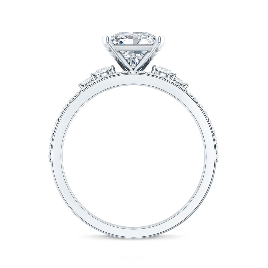 1.2 Carat Lab Grown Diamond Princess Cut Engagement Ring With Enhancer
