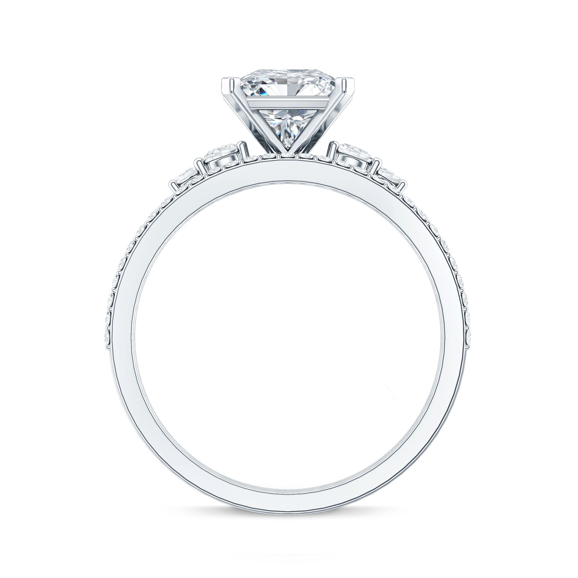 1.2 Carat Lab Grown Diamond Princess Cut Engagement Ring With Enhancer