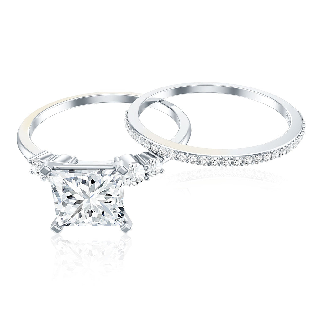 1.2 Carat Lab Grown Diamond Princess Cut Engagement Ring With Enhancer