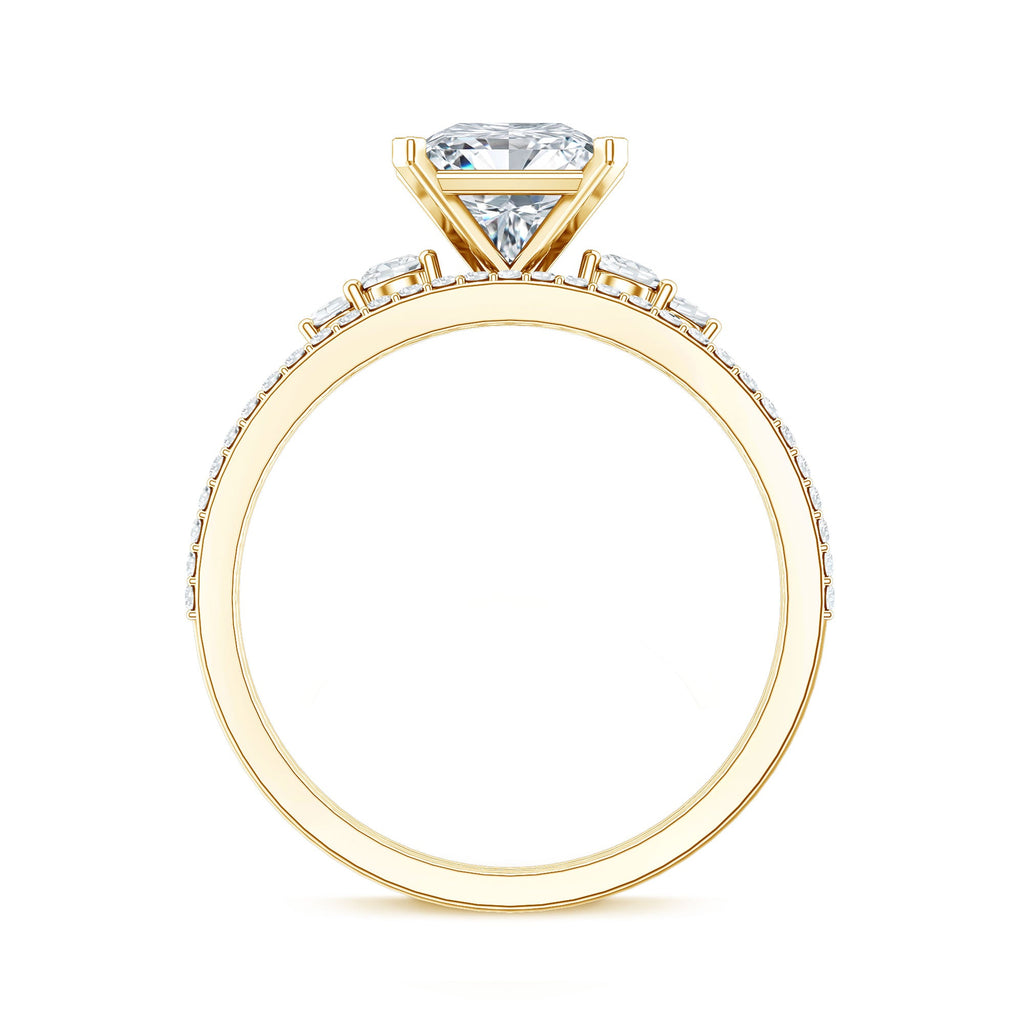 1.2 Carat Lab Grown Diamond Princess Cut Engagement Ring With Enhancer