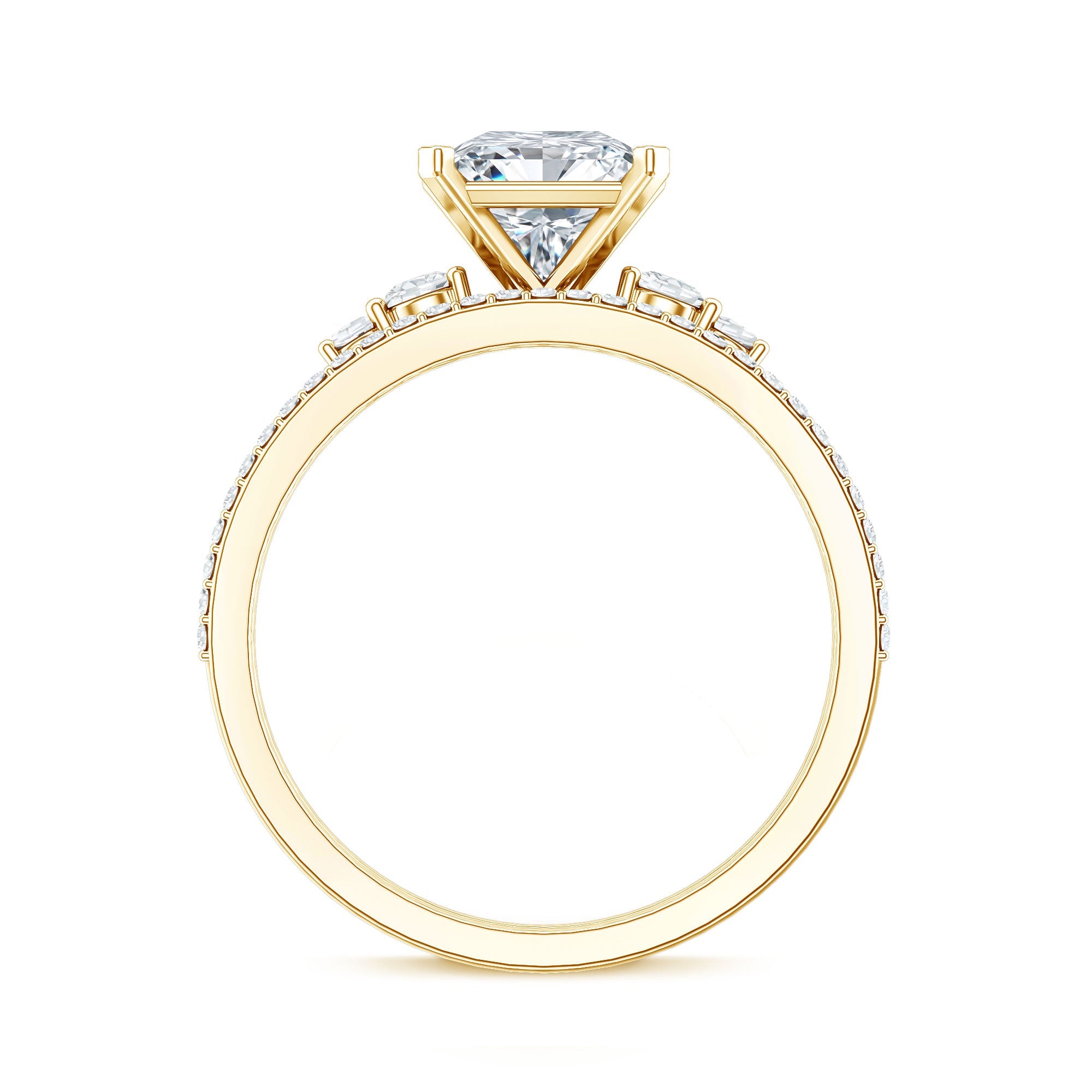 1.2 Carat Lab Grown Diamond Princess Cut Engagement Ring With Enhancer