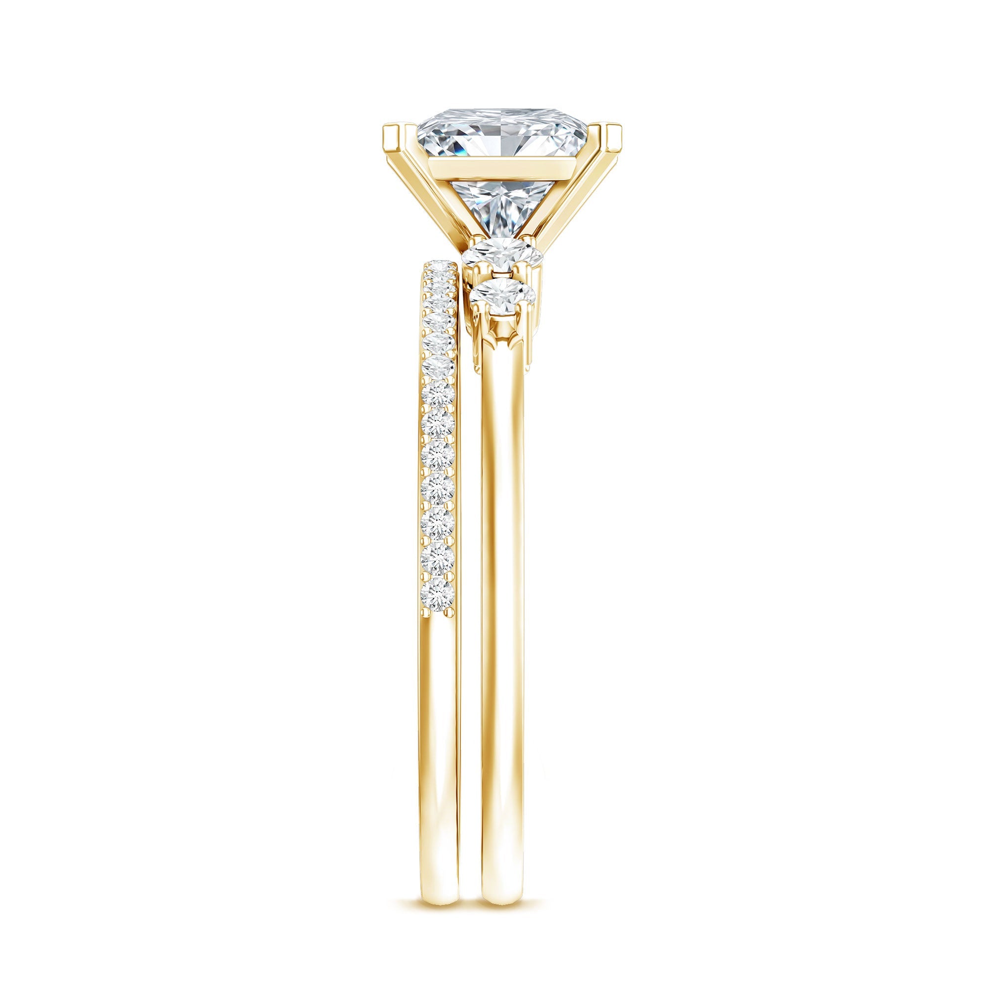 1.2 Carat Lab Grown Diamond Princess Cut Engagement Ring With Enhancer