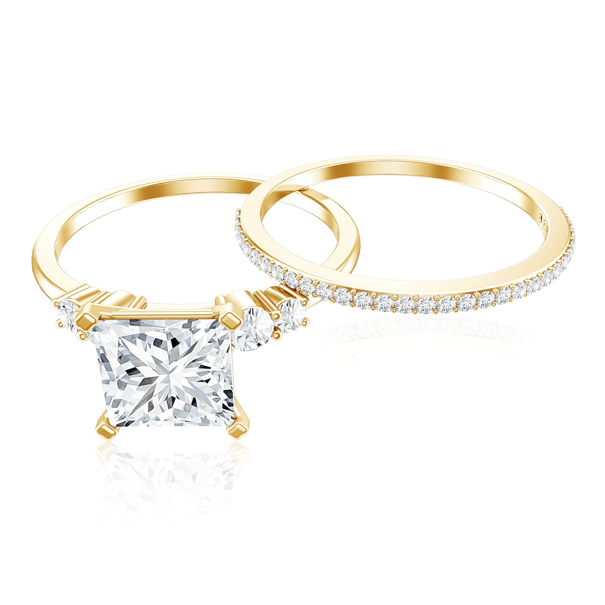 1.2 Carat Lab Grown Diamond Princess Cut Engagement Ring With Enhancer