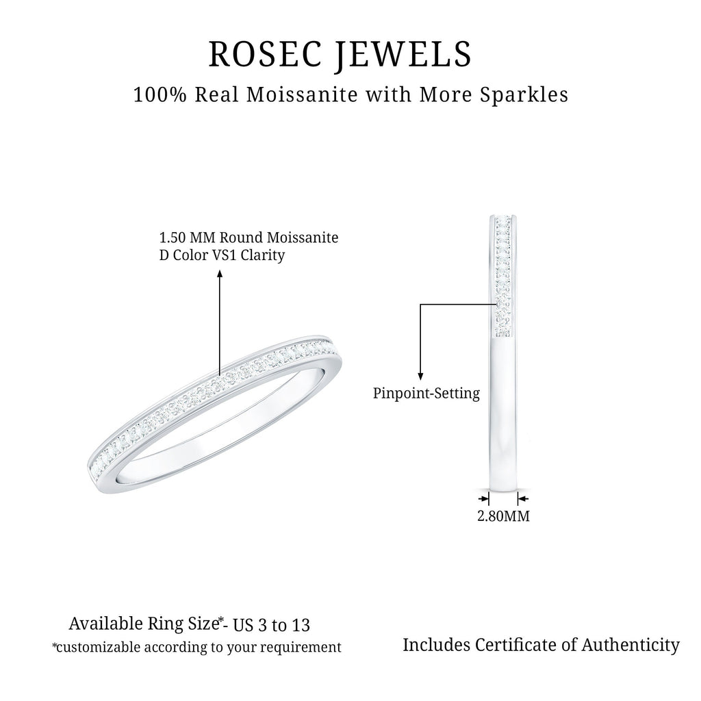 Moissanite Eternity Band – Half Eternity Ring with D-VS1 Stones | Pinpoint Setting